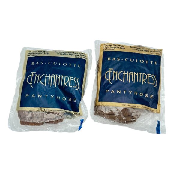 Enchantress Vintage Pantyhose Queen Size Control Top Lot 2 Bronze Beige New 90s - Picture 1 of 4